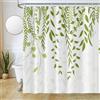 Uiiooazy Tenda Doccia Verde Salvia, Tenda da Doccia Astratta Foglie di Eucalipto Verdi Tenda per Doccia Antimuffa Impermeabile Tessuto in Poliestere Lavabile Tenda da Bagno con 12 Ganci 180x180cm