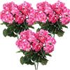 Pesoncarl 6 Pezzi di gerani Artificiali da 14 Pollici Fiori Artificiali realistici con Rami Regolabili Geranio di Seta Vibrante a Lunga Durata per Interni ed Esterni, Rosa Rossa per Feste