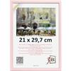 3-B - Cornice portafoto modello Lund in stile moderno, colore rosa chiaro - 21 x 29,7 cm (A4) - con vetro acrilico