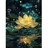 Donpeer Diamond Painting 40 x 50 cm Diamond Painting Fiore Di Loto Dorato Puzzle Diamond, 5D Diamond Painting Kit Completo DIY Dipingere con i Numeri Adulti Hobby Art, Casa Decorazione Murale Paesaggio Pd269