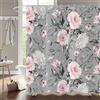 Hnmdmyi Tenda da doccia fiori 90x180, rosa grigio fiore tende da doccia elegante vintage fiore acquerello rose tenda da bagno impermeabile poliestere tessuto lavabile tenda da bagno con ganci