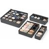 BSP STAMPAGGIO MATERIE PLASTICHE Set 4 Organizer per Cassetti in Tessuto - Divisori Salvaspazio per Intimo, Calzini, Reggiseni e Accessori - Scatole Organizzatrici Pieghevoli per Armadio, Comò e Cassettiere - Organizzatore Biancheria
