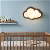 Alpinaluz Aplique da Parete per Bambini a Forma di Nuvola 3D con Base in Acciaio Effetto Legno e Luce LED Integrata CCT Tricolore 7W per Camerette e Ambienti Interni Moderni