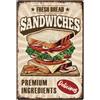 SUPERDANT Segno di Latta Retrò Sandwich Cibo Cartello in Metallo Vintage Decorazioni Da Parete Targhe in Metallo Vintage Ristoranti Caffetteria Veloce Vintage Poster con Placca Murale Regali