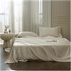 GBHMJU Lenzuolo Sopra Piano in Raso Singolo Matrimoniale 170x230cm 230x250cm 250x250cm in Seta Lavata Delicato Sulla Pelle Liscio Come la Seta(White,250x250cm)