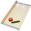 HAYAWEY Scolapiatti arrotolabile dorato, grande, in acciaio inox, sopra il lavello, per piano di lavoro della cucina, applicabile per lavelli di larghezza inferiore a 41,9 cm (oro, 45 x 33 cm)
