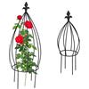 Relaxdays Supporto per Piante Rampicanti da Giardino, Set da 2 Tralicci di Sostegno Edera e Rose, Obelisco Acciaio, Nero