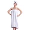 YJZQ Kilt da sauna da donna con asciugamano per capelli, set di asciugamani per sauna, accappatoio con chiusura in velcro ed elastico per spa, doccia e bagno