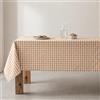 GAMUSI Tovaglia antimacchia al tatto tessuto rettangolare a quadri Vichy, cotone impermeabile, 140 x 200 cm, colore beige