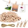 XFentech Mini Mollette Decorative - 150 Pezzi 2,5/3/3,5 cm Riutilizzabile Mini Mollette in Legno con Corda di Iuta per Foto Collage Cartoline per Decorazione Visualizzazione di Foto