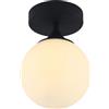 KCO Illuminazione Mid Century Modern Semi Flush Mount Plafoniera Globo Bianco Montaggio a filo Plafoniera Fattoria Nero Plafoniera Vetro Latte Corridoio Vicino alla plafoniera