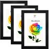 MG Design Set da 3 cornici portafoto 15 x 23 cm - Cornici in legno Nero con vetri acrilici infrangibili, verticale e orizzontale, da appendere e da appoggiare