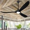OUENGK Ventilatori Da Soffitto Con Luce In Legno Da 152 Cm, Moderno Ventilatore Da Soffitto Nero Con Telecomando Per Esterni, Silenzioso, Reversibile, Dc, Per Interni, Soggiorno, Gazebo Esterno