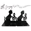 Winterworm Fermalibri con grazioso e divertente gatto pigro che gioca e chiave di violino, in ferro, imbottito e antiscivolo, per libreria, scuola, ufficio, casa e studio Note musicali.
