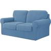 WWQQKJ Copridivano Elasticizzato Copridivano 2 Posti con 2 Schienali E 2 Fodere per Cuscini di Seduta Separato Copridivano per Mobili 145-178 Cm 5 PZ(Blu)