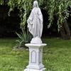 FABRIQ Statua di Santa Madonna su colonna, grande Vergine Maria in pietra massiccia (altezza 63 cm, 16 kg), per giardino e casa, regalo religioso e per la madre di Dio