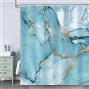 Bonhause Tenda Doccia Marmo Turchese e Oro Moderno Astratto Tende per Doccia in Poliestere Impermeabile Antimuffa Lavabile Tende Bagno 180 x 180 cm con 12 Ganci