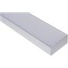 Aftertech® 2m 2metri 7532 75x32mm PROFILO RETTANGOLARE GRANDE ALLUMINIO STRISCE STRIP LED 2MT SOSPENSIONE