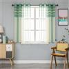 GIRASOLE HOME Coppia Tende Voile Semi Trasparenti a Righe Tenda per Soggiorno Camera Cameretta Cucina e Interni 2 Pannelli con Occhielli (140x138cm, Verde+Giallo)