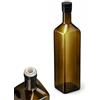 Devitre 1 bottiglia per olio da 1 l con beccuccio, bottiglia di vetro marrone con etichetta