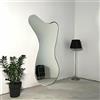 BST FURNH Specchi a forma di balena dal design unico, 120 x 60 cm, montaggio a parete, specchio alto a tutta lunghezza da pavimento, specchio senza cornice, per camera da letto, bagno, forma irregolare