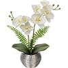Briful Orchidea artificiale Piante di orchidea bianca Real Touch Fiori Artificiali Phalaenopsis Orchidea Steli in Argento Ceramica Vaso di Orchidea Falso Fiori per la decorazione