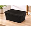 Mojawo Scatola con coperchio, in plastica, 3,5 l, colore nero, L23 x 17 x 12 cm