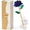 Mikasol Oro Immerso 24K Per Sempre Riserva Rosa, Flower Immersa A Mano Regalo Romantico Per Le Donne In Sua Moglie Fidanzata Compleanno Anniversario San Valentino Mothers Day Natale (Blu)
