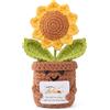 Aruigu Regalo di compleanno per donne - Girasole all'uncinetto a mano con carta energetica, regalo per donne, mamma, fidanzata, nonna, sorella, compleanno, Happy Birthday