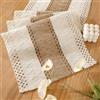 Miuyunya Runner da tavolo in macramè, marrone, iuta, naturale, boho, stile rustico, 30 x 100 cm, stile vintage, in rete di cotone, decorazione da tavolo per matrimoni