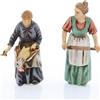 Moranduzzo Donna che Spenna e Donna c/Mattarello per Presepe da Cm 10 Scala 1:20-Statuine Presepe Indistruttibili-Stile 700, Pittura Rifinita a Mano, Prodotto Ufficiale,Made in Italy,Scultore M. Landi