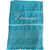 Ischia Tessile Ricami De Vivo Telo Mare Salinas Personalizzabile Nome o Iniziali - 170x90cm - Asciugamano Mare Personalizzato - Telo Spiaggia Grande Donna e Uomo - Microspugna 100% Cotone Lavabile in Lavatrice (Turchese)