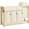 ADEL DREAM AdelDream cesto per il bucato classificatore di vestiti con ruote 4 scomparti carrello per il bucato con sacchi rimovibili raccoglitore di vestiti Cesto portabiancheria bamboo 200L beige 12-6