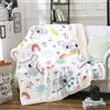 Homemissing Coperta in pile Koala, e bambine, con motivo a animaletti e arcobaleno, per letto singolo, 150 x 150 cm