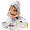 Jumpy Moo's JM Asciugamano con cappuccio morbido ipoallergenico di alta qualità, 100% bambù biologico, set da bagno per neonati, 88,9 x 88,9 cm, design carino, neonati e bambini fino a 5 anni, elefante rosa