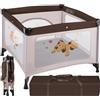 tectake® Lettino Da Viaggio Bambini, Box Neonato Pieghevole, Letto Campeggio Bebè, Box Gioco Traspirante, Materassino Incluso, Chiusura Compatta, Montaggio Facile, Tessuto Lavabile - Marrone Caffè