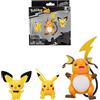 Pokémon Bandai - Pokémon - Pack Evoluzione - figurina Pichu 5cm + Pikachu 8cm + Raichu 10cm - JW2778
