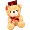 Generico Regalo di laurea Orso di peluche - Orso di laurea ripieno con cappuccio nero | di peluche con berretto nero, diploma e oggetti di scena