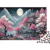 UVTMWVTCUSIQ Notturno ciliegio essenziale puzzle 1000 pezzi per adulti carta spessa allenamento mentale puzzle scenario sakura decorazione casa regalo 38x26cm/1000pcs