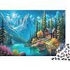 UVTMWVTCUSIQ Puzzle 1000 pezzi Paesaggio baita sul lago Natura Carta Per adulti Allenamento mentale Educativo Puzzle Lago di montagna Decorazione casa 38x26cm/1000pcs