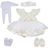 Scnbom reborn bambole vestiti per 45-60cm silicone femmina vere bambola toddler originali bambolotti maschio parti (Abito bianco gonna 5pcs Set)