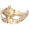 Stylebest Maschera Veneziana da Donna in Metallo, Elegante Maschera in con Intricato Design Moderno, per Ballo di Nozze, Ballo di Fine Anno, Mardi Gras (Oro)