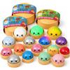 TrendandStylez XXL Mystery Dumpling Squishy Buns - Set da 1, 3, 4 pezzi, colore a sorpresa glitterato, opaco e luminoso, 9,5 cm, Squeeze Toy con Steamer Box - Palla antistress Knetball Baozi Mochi (1 pezzo Glow in