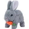Topiky Coniglio Elettrico di Peluche, Coniglietto Realistico con Salti Ed Effetti Sonori, Coniglio di Peluche Interattivo per Bambini, Simpatico Giocattolo con Carota per Gioco Genitore/Figlio, (GRAY)