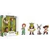 Jada Shrek Metalfigs - Confezione da 4 personaggi da collezione del film, scala pressofusa da 6,3 cm, motivo: Shrek, Asino, Fiona, Gatto con gli stivali