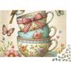 ENOYFHINO Puzzle da 1000 pezzi con tazze da tè retrò e motivi floreali impilati, adatto ad adulti dai 12 anni in su. Gioco educativo, bella decorazione, difficile, Dimensioni: 38x26 cm. Regalo perfetto.