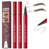KTouler 2 penne per sopracciglia Microblading, impermeabili, resistenti alle sbavature, a lunga durata, 2 punte a forchetta per sopracciglia definite dall'aspetto naturale, trucco simile ai capelli (marrone