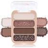 Erinde Palette Ombretti 4 Colori, Ombretto Occhi Opachi e Brillanti, Impermeabile e a Lunga Durata, Alta Pigmentazione, Texture Morbida e Setosa, Facile da Applicare, Vegana, 8g (#04)