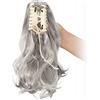 Cybelleza 30cm Coda di Cavallo Extension Coda Capelli Ricci Posticci per Capelli Mossi Ondulati con Pinza Claw on Ponytail Lunghi/Corti Sintetici Grigio scuro