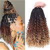 WoWCFyyds 8 Packs Crochet Braids Hair Curly 14 pollici Goddess Box Braids Crochet Hair Bohemian Hippie Braids Extension with Curly Ends Synthetic Hair Extensions for Braid (1B/30/27)